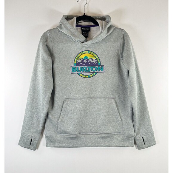Burton Kids Hoodie Gray Oak Pullover Sweatshirt Graphic Outdoor Medium 10-12 - Picture 2 of 10